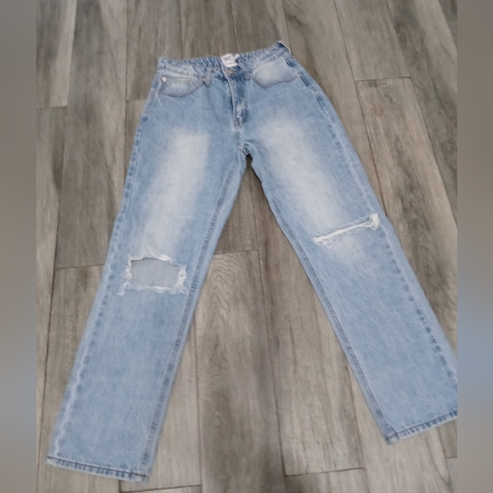 Princess Polly distressed medium wash High Rise Denim jeans sz 0